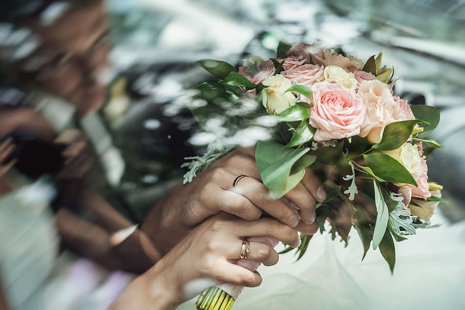 Bridal Bouquet, Roses, bouquet of flowers, wedding, bride, women, HD wallpaper