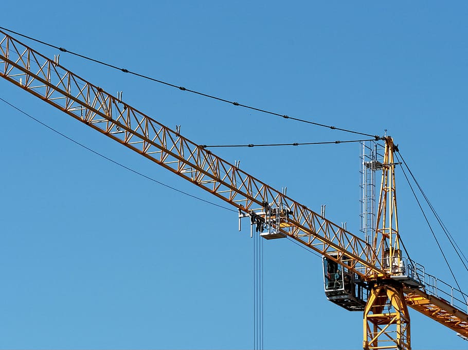 crane, tall, tower, high, construction, mast, jib, horizontal HD wallpaper