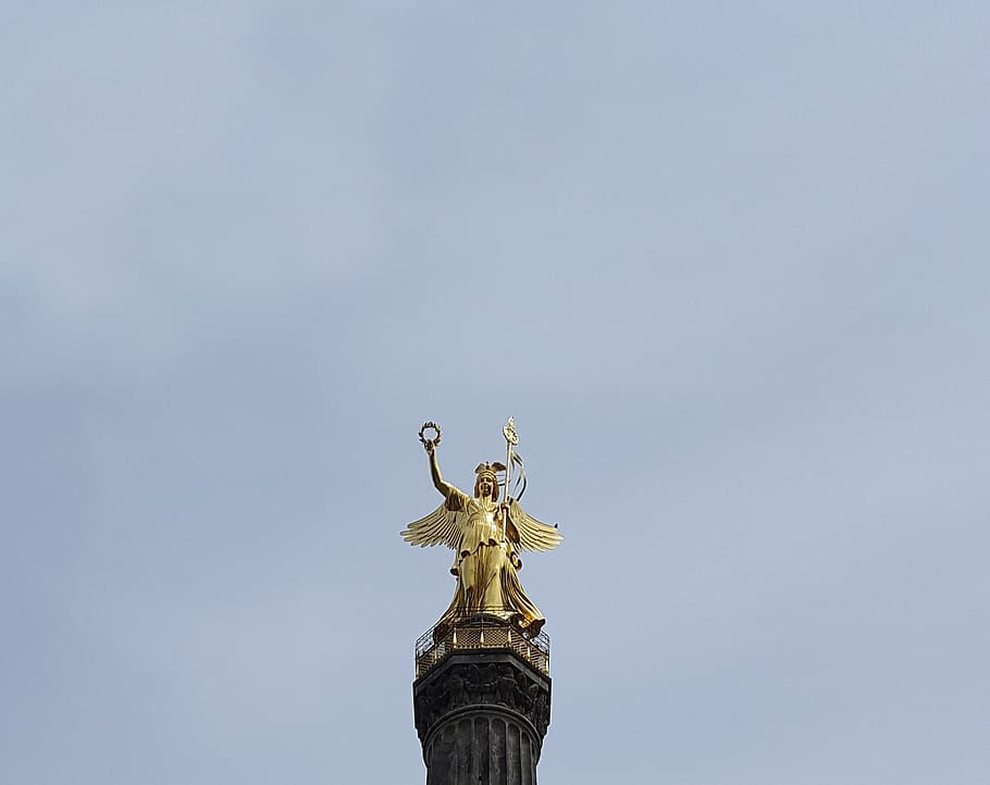 berlin, siegessäule, landmark, gold else, low angle view, sculpture