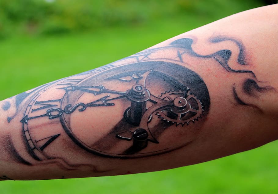 Rose and clock tattoo design on Craiyon