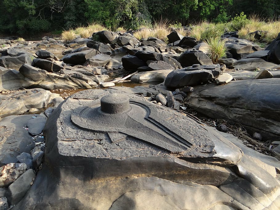 sahasralinga, stone, sculptures, river bed, shalmala, symbol, HD wallpaper