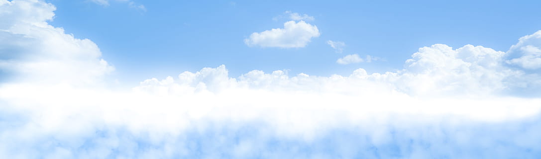 bed of clouds, blue, sky, merge, fluffy, white, soft, environment HD wallpaper