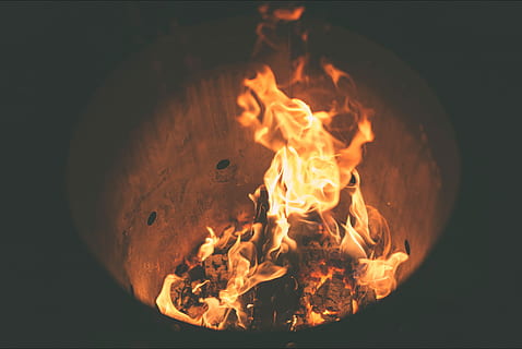 photo of flame on galvanized container, fire on tandoor, burn HD wallpaper