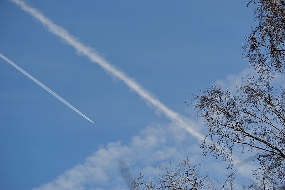 Sky, Blue, Clouds, Aircraft, Background, nature, day, airplane HD wallpaper