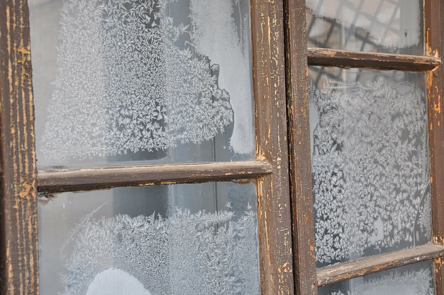 window, winter, frost, reflection, glass - material, snow, cold temperature HD wallpaper