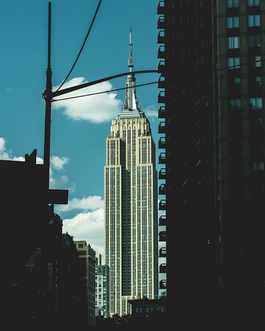Empire State Building, New York, worms eye view photography of Empire State building HD wallpaper