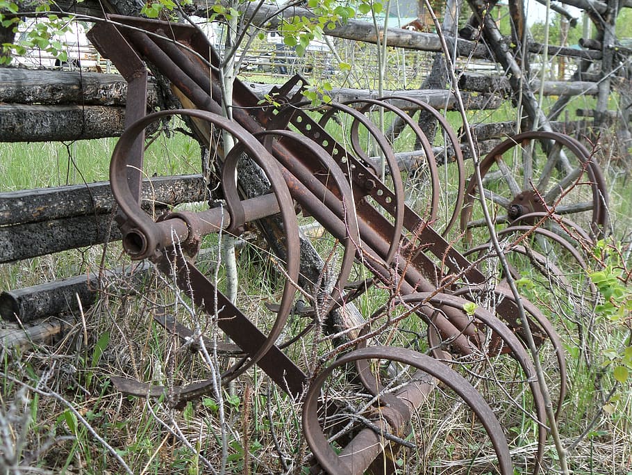 plough, machine, iron, rusted, metal, old, device, transportation HD wallpaper