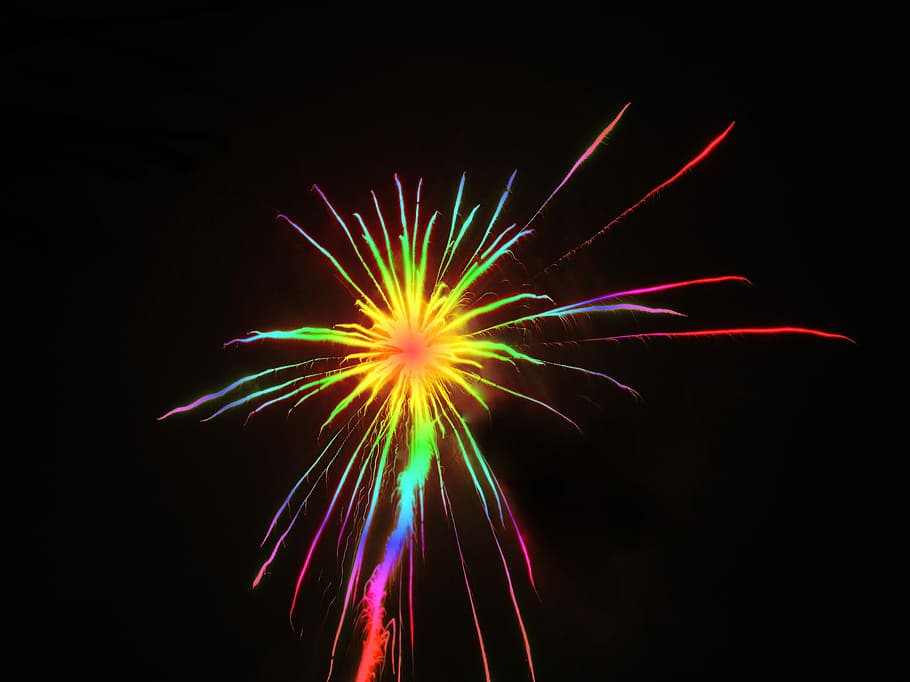 Sylvester, Rocket, Colorful, Fireworks, new year's eve, light HD wallpaper