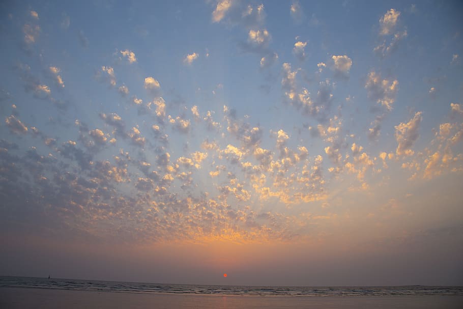 Sunset, Seashore, Beach, Coast, Sky, nature, water, landscape HD wallpaper