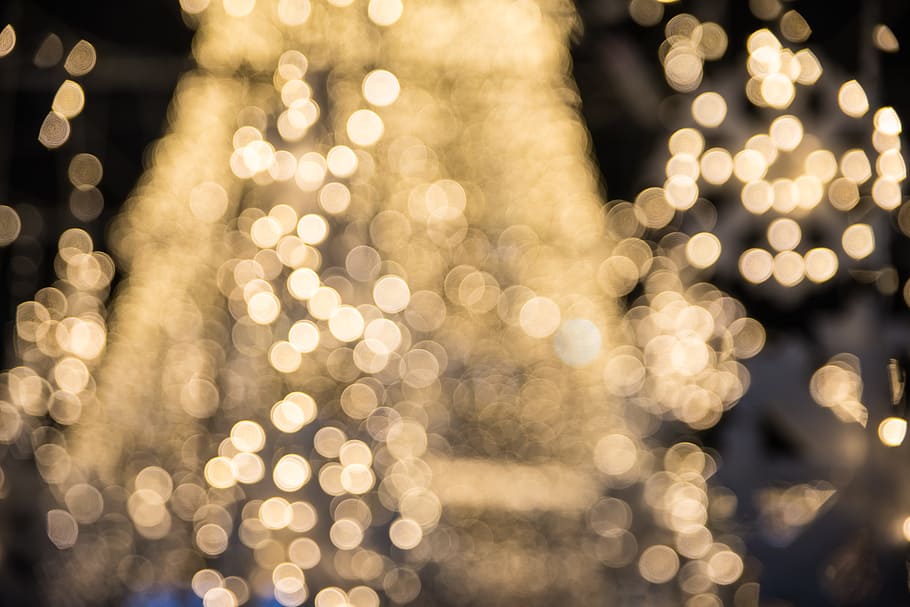christmas, desktop, abstract, blur, pattern, gold, focus, illuminated HD wallpaper