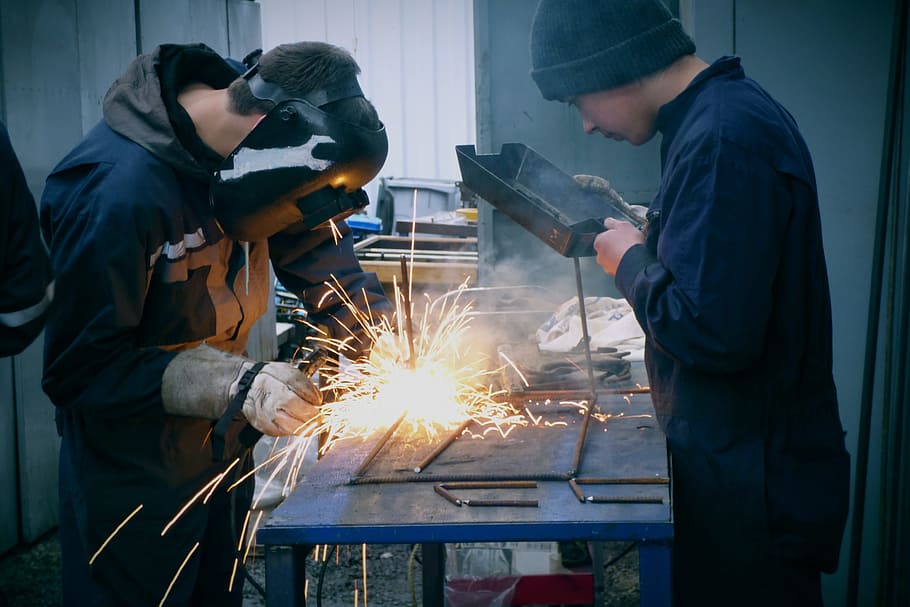 welder, welding, mask, gloves, workshop, protection, tool, spark HD wallpaper