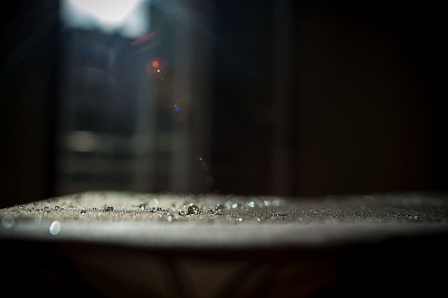 Macro shot of water droplets on a rough surface, untitled, silver HD wallpaper