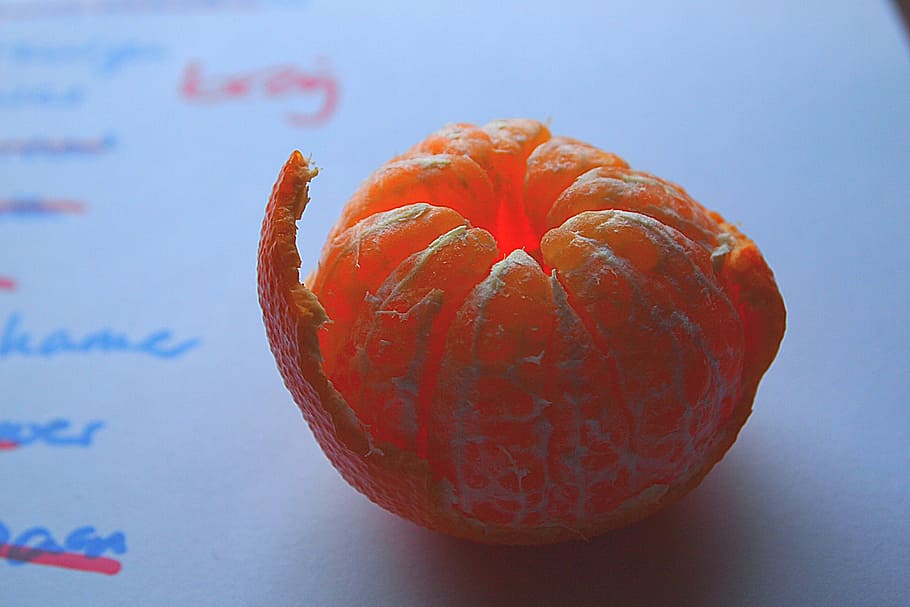 mandarin, fruit, citrus, peel, wedges, orange, break time, to do list HD wallpaper