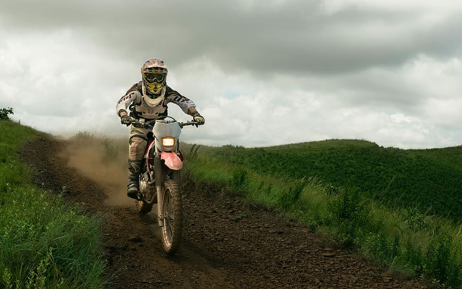 photo of motocross rider on mountain track, sport, cycling, sports Race, HD wallpaper