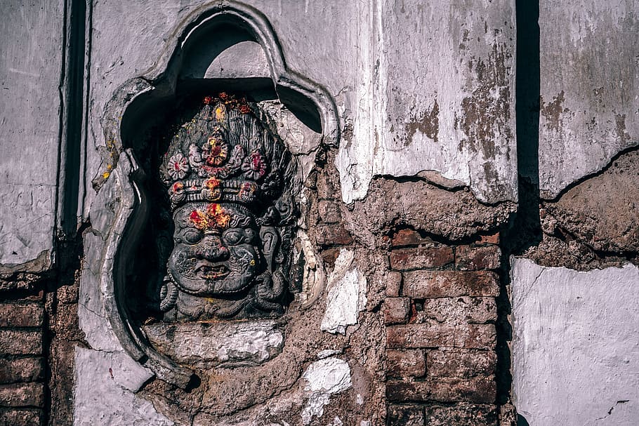 Buddhist God Carving, gray concrete altar, architecture, cultures HD wallpaper