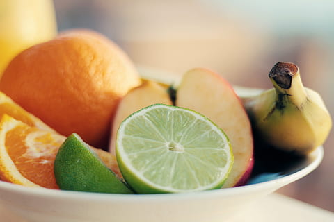 selective focus photography of bowl of fruits, sliced, plated HD wallpaper