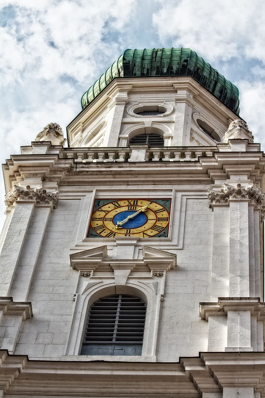 tower, clock tower, dom, passau, baroque, bell tower, building HD wallpaper