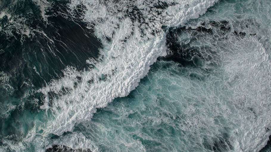 aerial view of ocean waves, sea, water, nature, blue, no people HD wallpaper