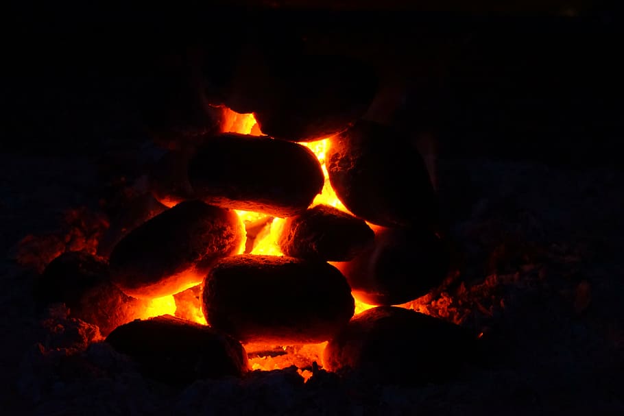 carbon, charcoal, glow, burn, briquettes, grill briquettes, HD wallpaper