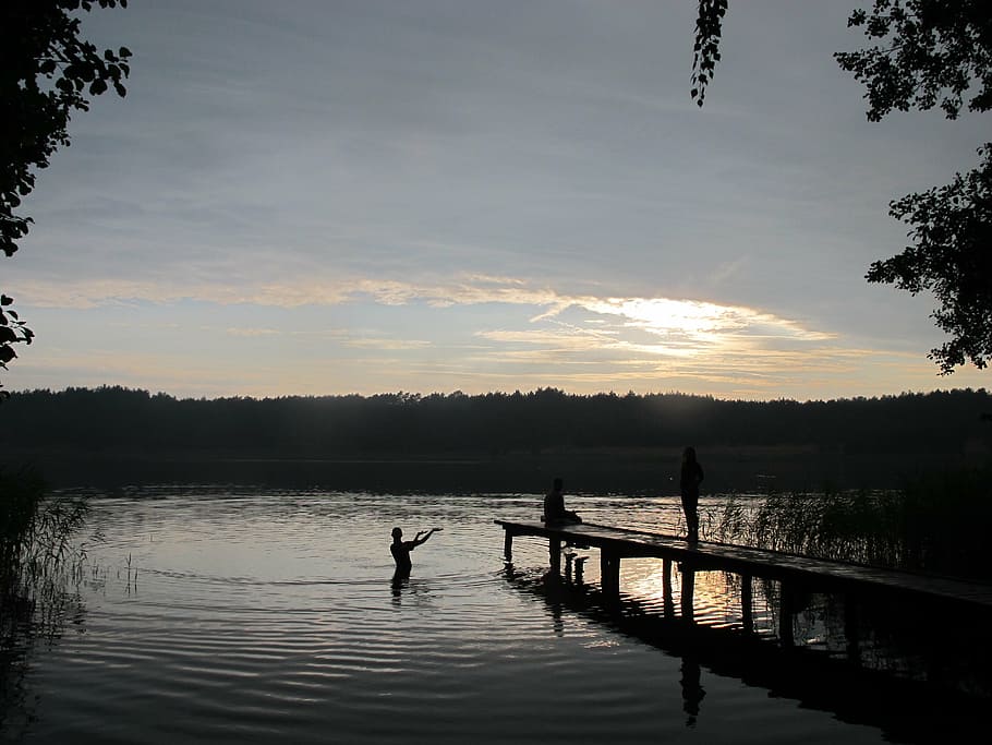 lake, sunset, evening, view, nature, poland, twilight, holiday HD wallpaper