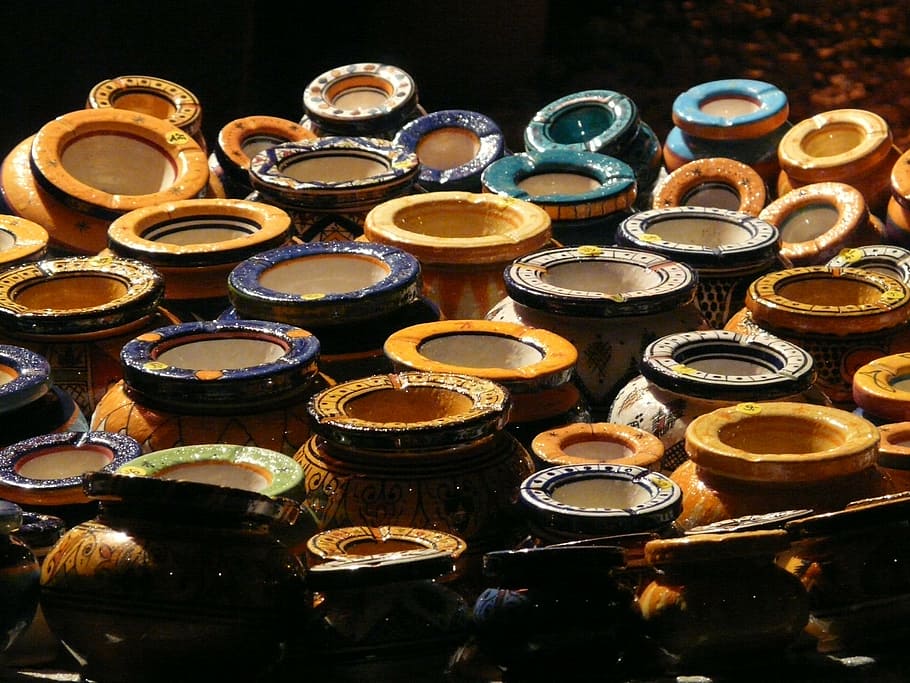 pots, jugs, ceramic, vessels, pottery, fragile, painted, craft HD wallpaper