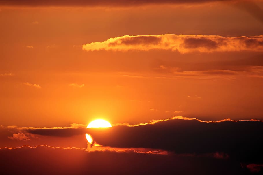moon covered with clouds, sunset, dark clouds, abendstimmung HD wallpaper