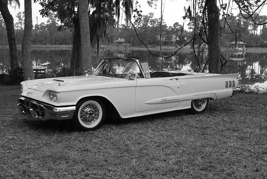 thunderbird, ford, car, auto, automobile, transportation, old antique HD wallpaper
