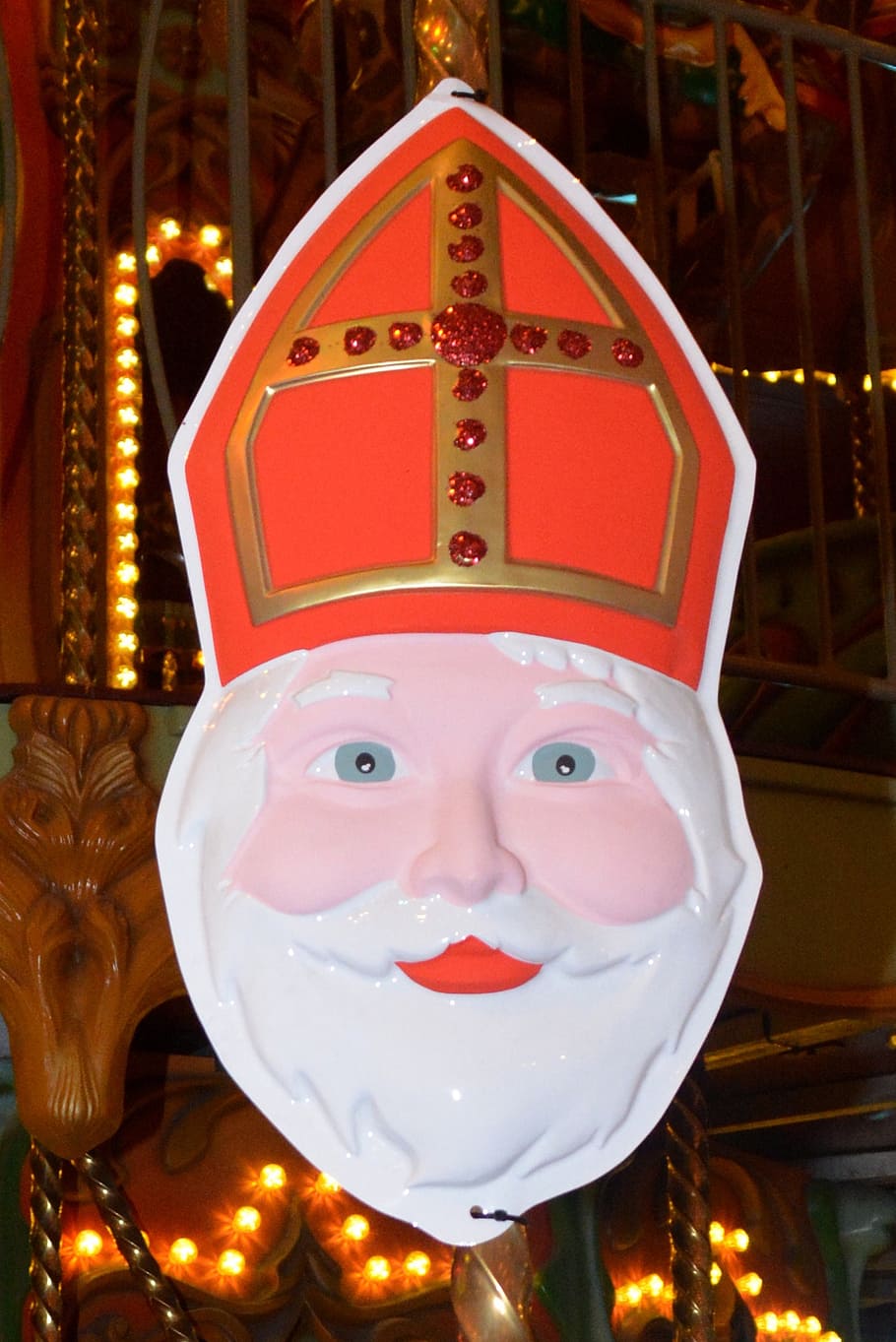 saint nicholas, mitre, mask, sint nicolaas, white beard, representation HD wallpaper