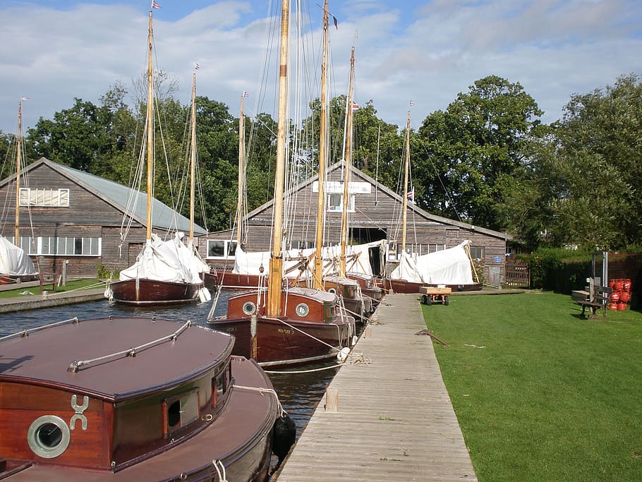 sailing, norfolk broads, hunter's yard, ludham, boat building, HD wallpaper
