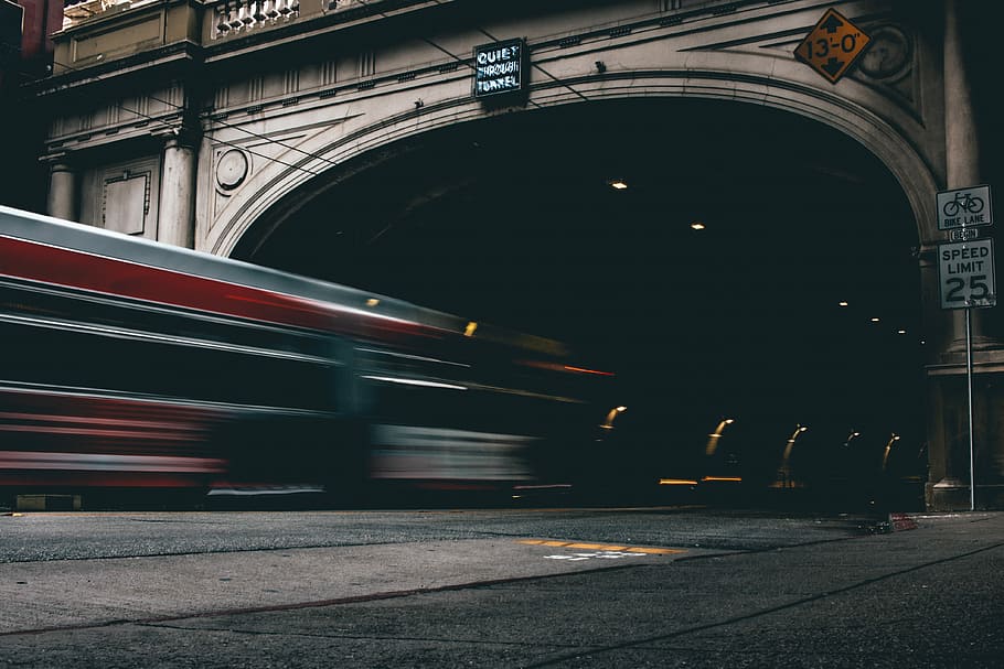 timelapse photography of car, timelapse of train passing through tunnel HD wallpaper