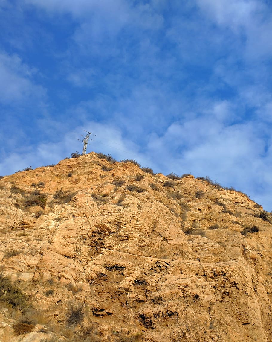 Pylon, Scenic, Clouds, cliff, sky, landscape, rock, summer HD wallpaper