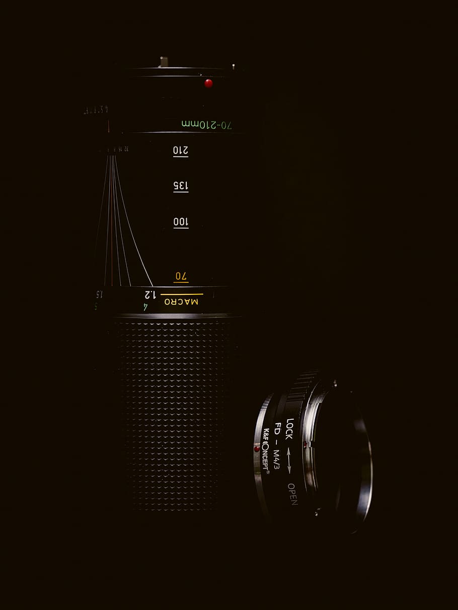 black camera lens on black surface, dark, photography, technology HD wallpaper