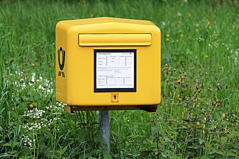 yellow mail box, mailbox, post, letter boxes, postage promotion HD wallpaper