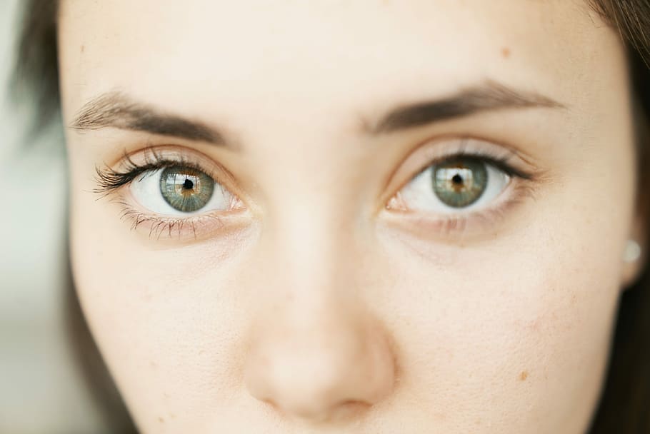 closeup photo of woman's face, woman's eyes, blue, black, green HD wallpaper