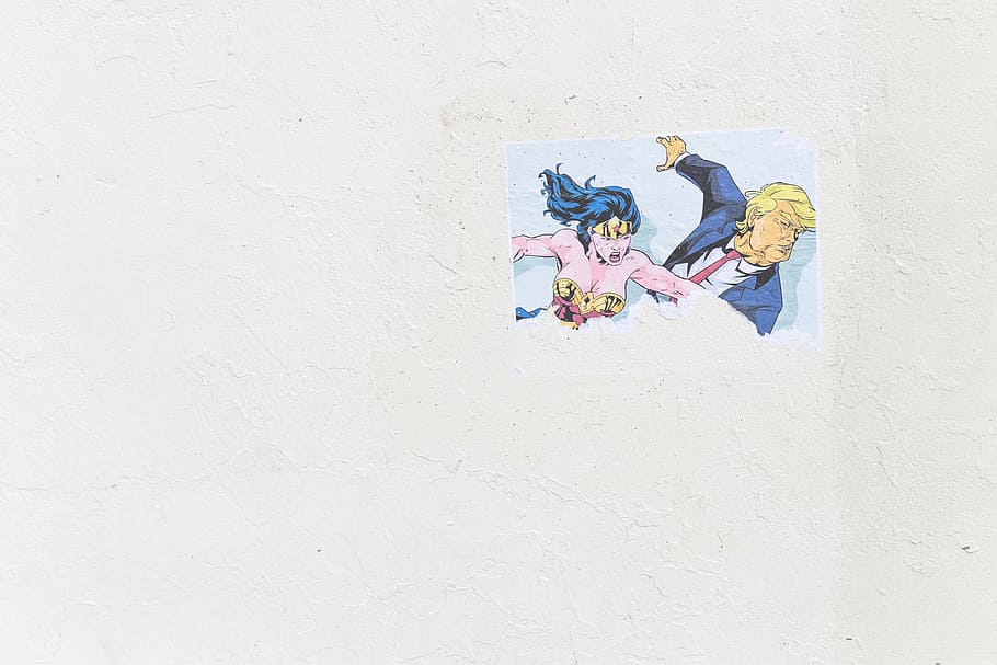 Wonder Woman illustration, wall, white, poster, superhero, wonderwoman HD wallpaper