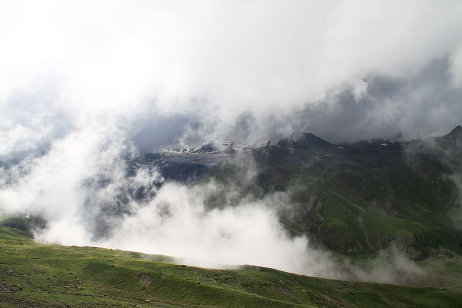 mountains, view, landscape, clouds, sky, high, travelling, tourism HD wallpaper