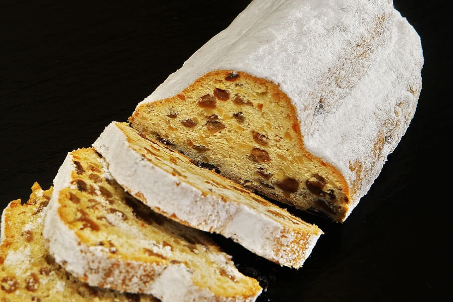 christmas stollen, cake, dining, beautiful, sweet, sukat, german HD wallpaper