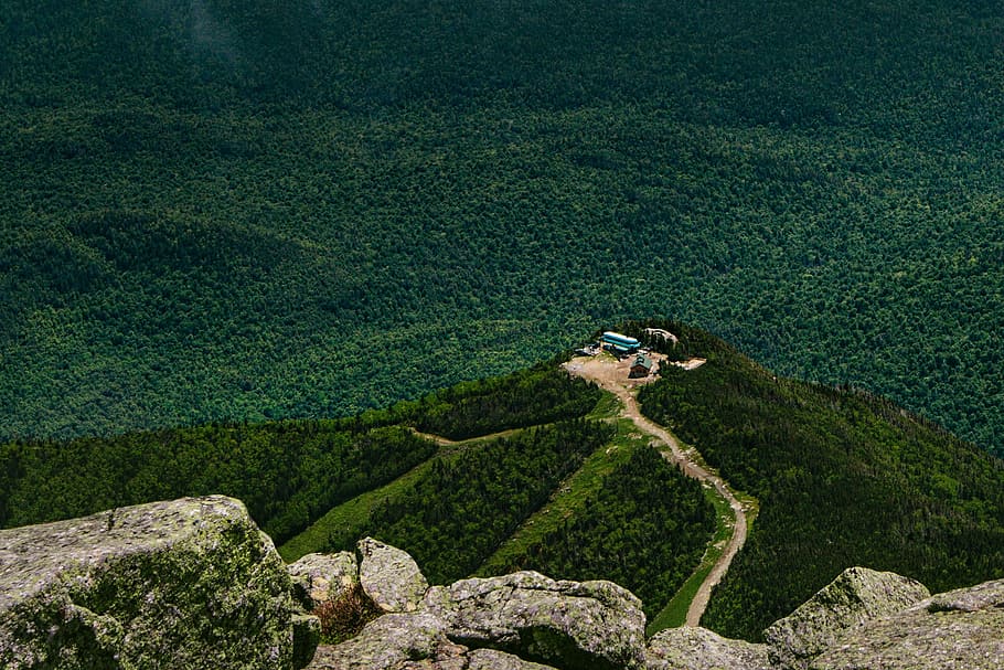 bird's eye photography of house on top of hill, aerial, shot HD wallpaper