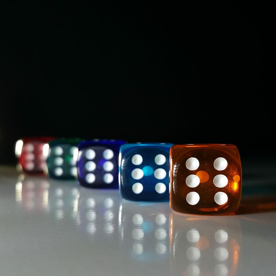 Cube, Luck, Colorful, Play, lucky dice, craps, reflection, no people, HD wallpaper