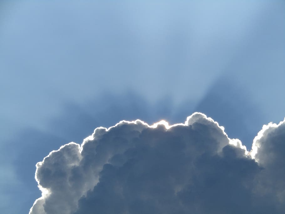 sky, sun, rays, nature, cloud - sky, beauty in nature, blue HD wallpaper