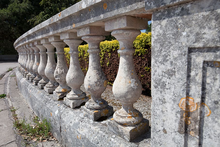 balustrade, columnar, natural stone balustrade, series, support, HD wallpaper