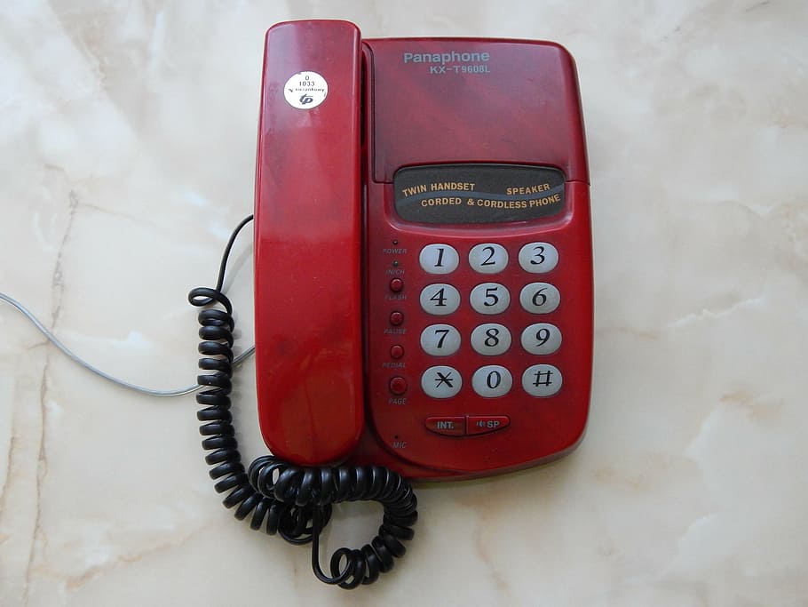 phone, communication, conversation, technology, telephone, red HD wallpaper