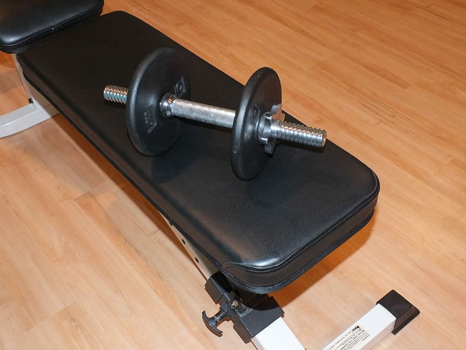 black adjustable dumbbell on bench, Dumb-Bell, Bell, Bar, Barbell, HD wallpaper