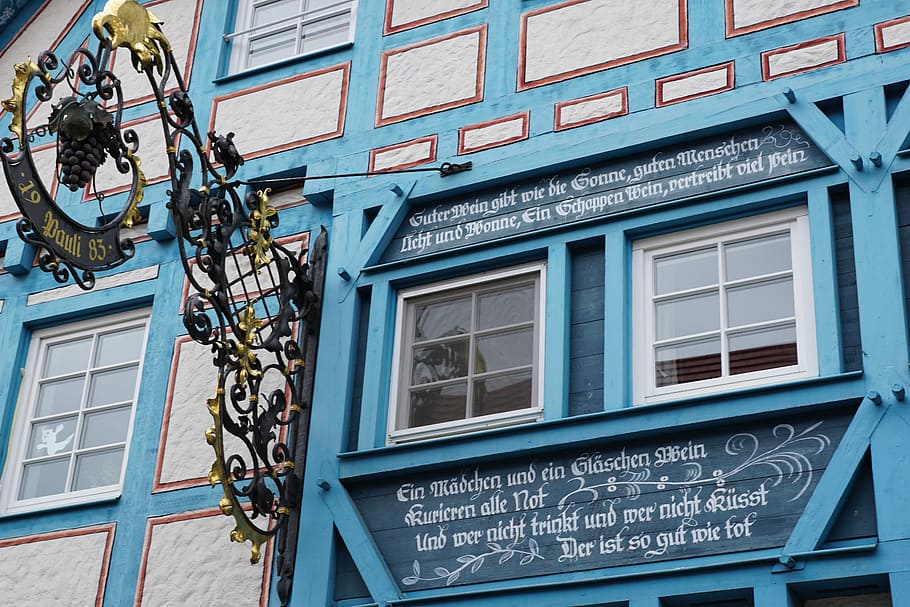 Home, Facade, Truss, Architecture, blue, lake constance, hagnau HD wallpaper