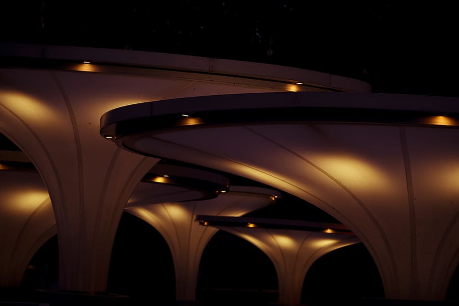 lamps, light, lighting, night, dark, ufo, lights, background HD wallpaper