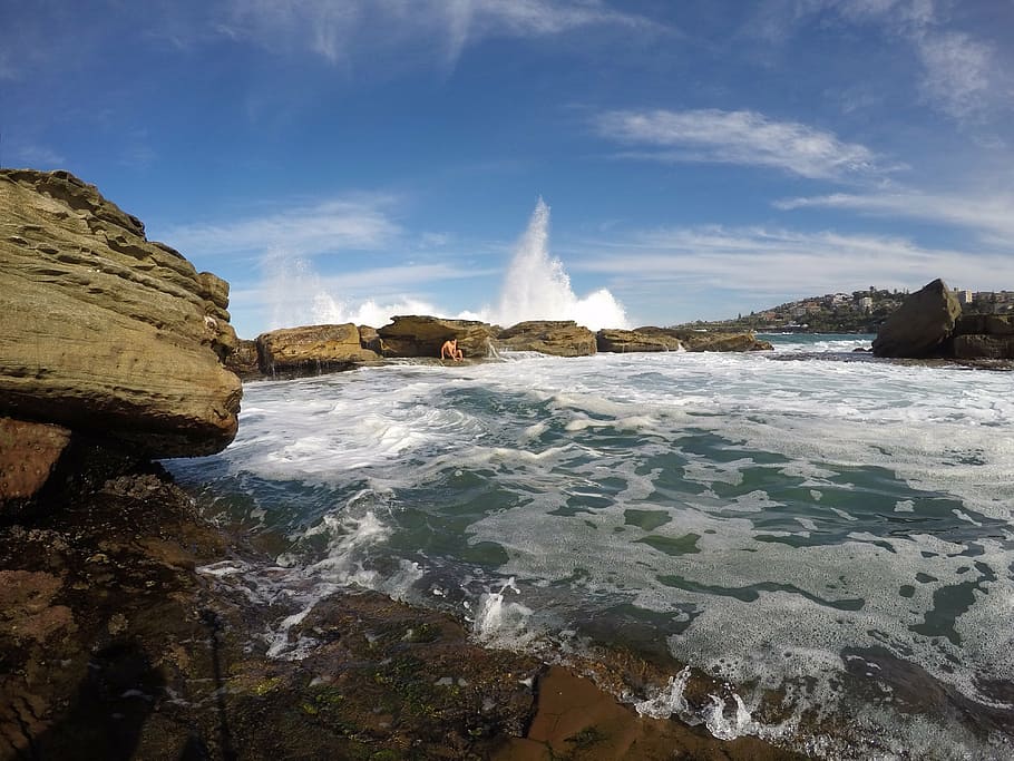australia, coogee, the baths, nature, water, sea, landscape HD wallpaper