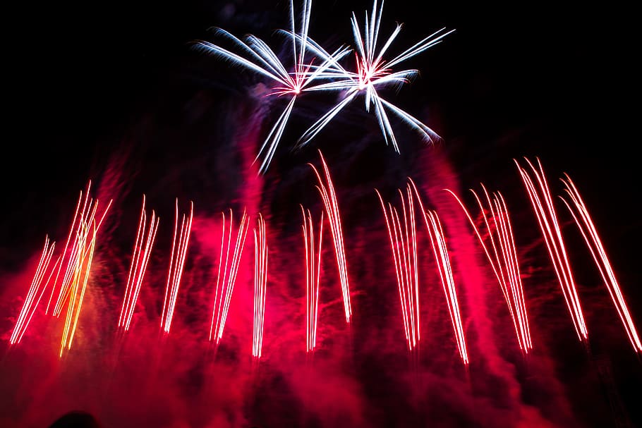 spark, lights, fireworks, smoke, celebration, party, dark, night HD wallpaper