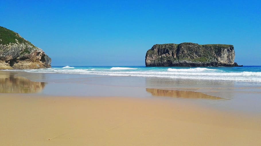 Beach, Rock, Landscape, Shore, Sea, costa, nature, coastline HD wallpaper