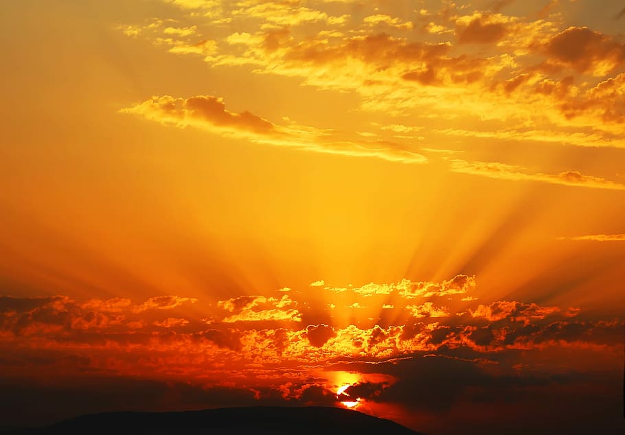 sunset, evening, sky, summer, cloud - sky, orange color, scenics - nature HD wallpaper