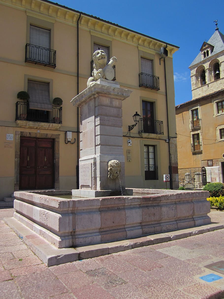 leon, monument, source, water, architecture, europe, building exterior HD wallpaper